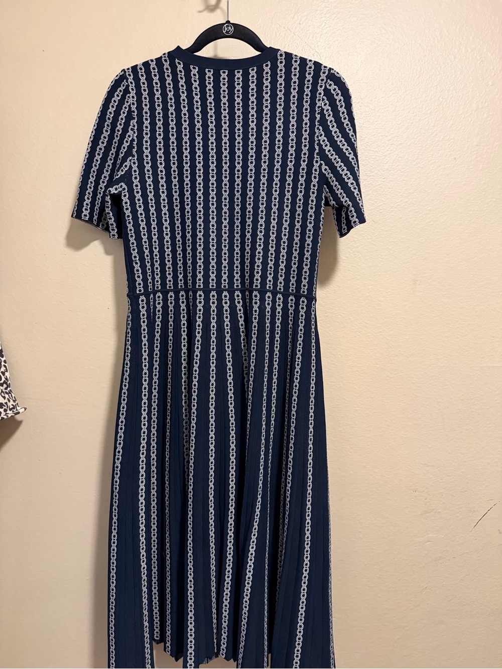 Tory Burch Navy and White Chain-Print Midi Dress - Picture 2 of 5